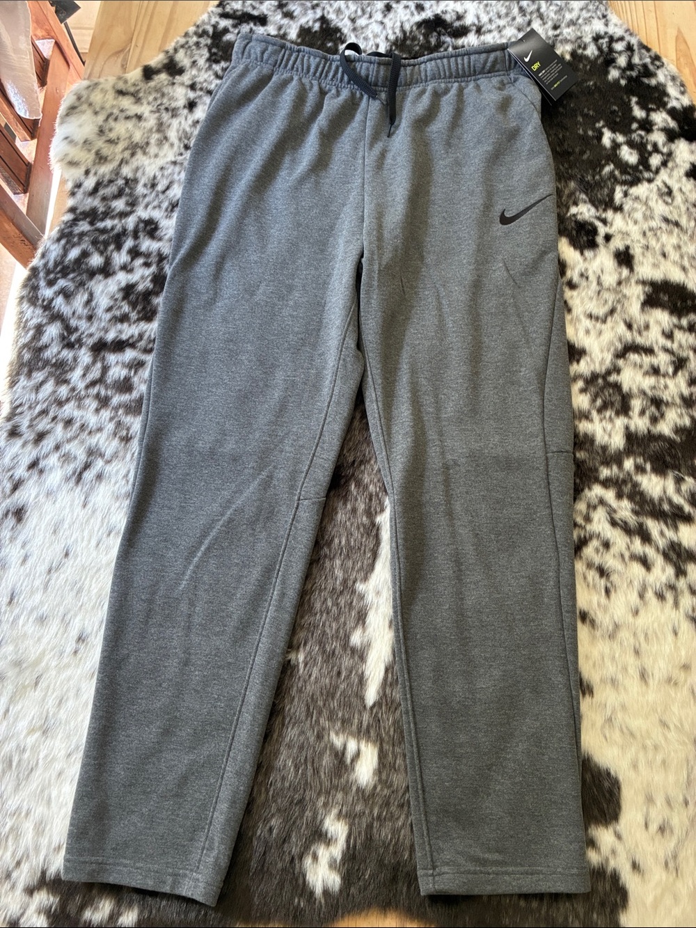 Nike Kids Dark Gray Athletic Joggers with Black Swoosh